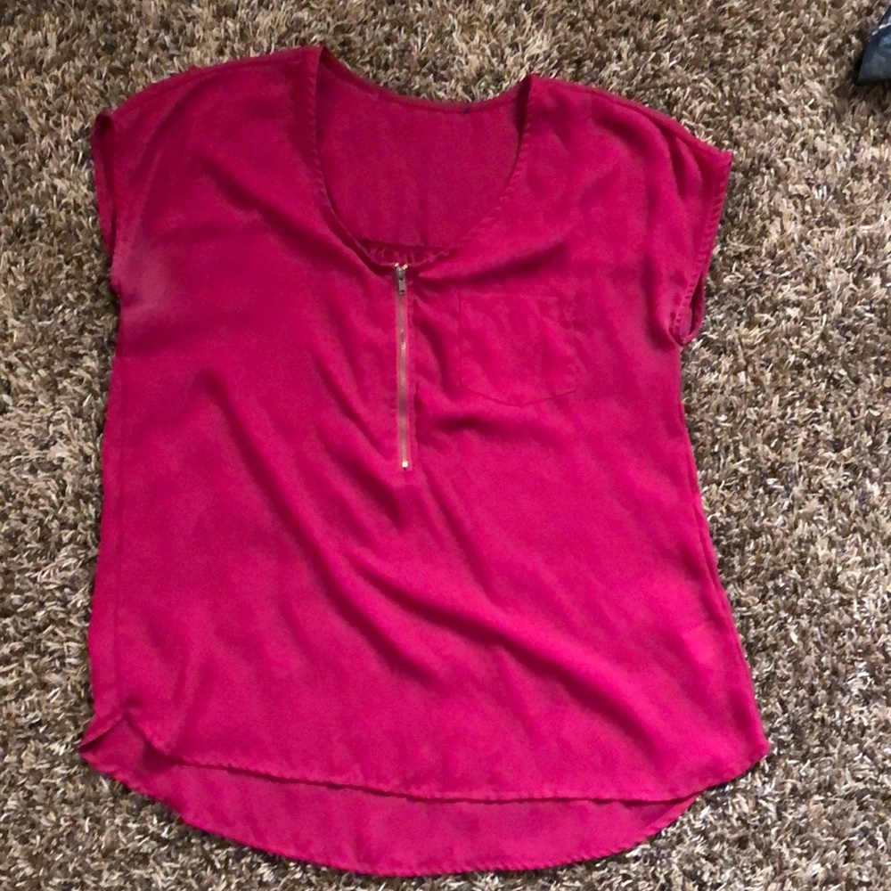 Magenta colored flowing T-shirt